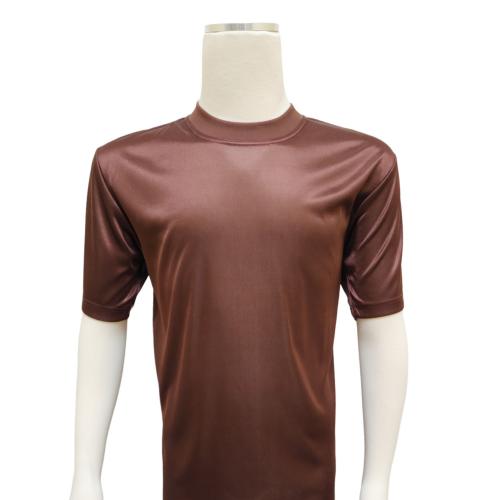 Bagazio Brown Tricot Dazzle Silk Feel Crew Neck Short Sleeve T-Shirt BM1143
